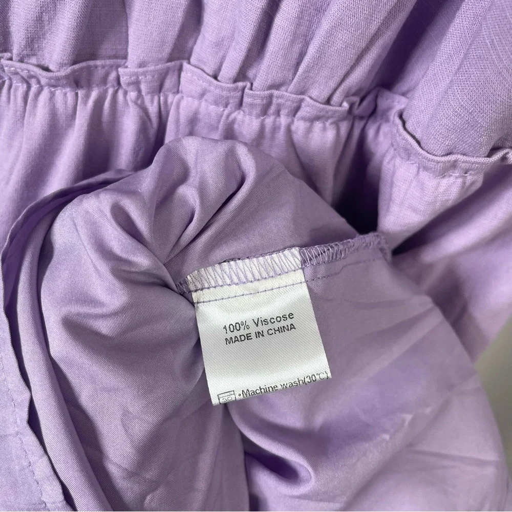 NEW Zesica XL Lilac Lavender Tiered Ruffle Cottagecore V Neck Tie Strap Dress - Picture 6 of 8